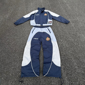 Chaqueta cortavientos vintage personalizada de fábrica con cremallera y costuras, pantalones holgados de algodón, chándal de diseño de algodón para maternidad - Product Image 1