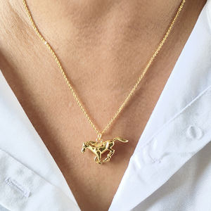 New arrival dainty horse charm pendant necklace gold plated brass <b>animal</b> jewelry <b>for</b> equestrian <b>lovers</b> <b>gift</b> everyday accessory - Product Image 3