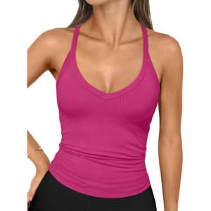 FOXA 2025 Summer Queen Womens Workout Tank <b>Tops</b> <b>Racerback</b> V Neck Camisole <b>Top</b> Ribbed Sleeveless Knitted Beach Fashion Clothes - Product Image 1