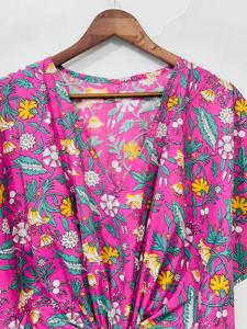 Trending Floral Printed Indian Cotton Hand Block Print Summer Beach Cover <b>Kaftan</b> for Women Long <b>Kaftan</b> Floral Tunic Ethnic Dress - Product Image 3