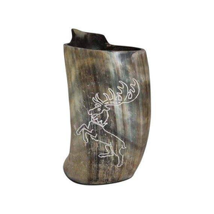 Mug à boire en corne Apex Align gravé, style nordique, artisanat naturel unique, cadeau pour hommes avec motifs symboliques - Product Image 2