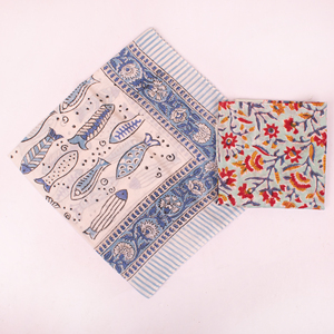 Foulard carré en coton imprimé à la main, style bandana, artisanat de Jaipur, pour l'été, respectueux de l'environnement - Product Image 1