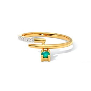 Anillo Abierto Minimalista con Diamante Natural en Plata de Ley 925 Chapada en Oro |   Joyería Fina Ajustable para Uso Diario - Product Image 1