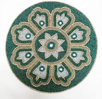 Set de table vintage de luxe brodé, perlé et pailleté, fait main, écologique et personnalisable, provenant d'Inde, pour usage domestique