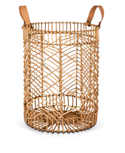 Cesta de Mimbre Estilo Boho, Cesta de Almacenamiento, Contenedor de Mimbre para el Hogar y Decoración, Asas de PU - Product Image 3