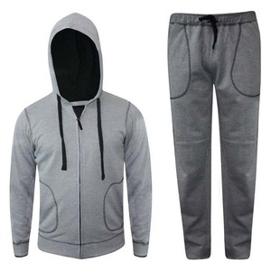 Survêtement gris pour homme avec blocs de couleur, fermeture éclair intégrale, col montant, coupe décontractée, en polyester et coton, pour l'automne, avec poches latérales - Product Image 1