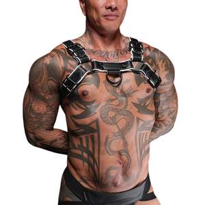 Arnés de Cuero para Hombre Hardline Bulldog, Amarillo, Ajustable, Ajuste en el Pecho, Cuero Premium, Ropa de Club - Product Image 2