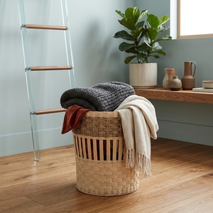 Cesta de Almacenamiento de Fibra Natural Tejida Sangku, Maceta Texturizada, Organizador Decorativo para el Hogar, Contenedor para Ropa - Product Image 2