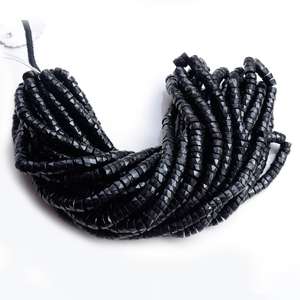 Perles de pierres précieuses en spinelle noire naturelle facettées en forme de pneu, pour la fabrication de bijoux, fil de pierres en vrac - Product Image 6