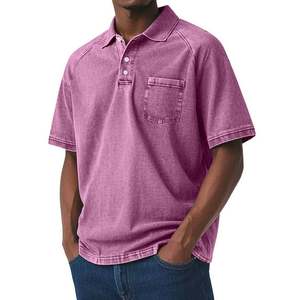 Polo de Hombre con Logotipo Personalizado OEM, 220 GSM, Lavado Ácido, Mezcla de Algodón/Poliéster, Tejido de Punto, con Bolsillo en el Pecho, Venta Caliente - Product Image 2