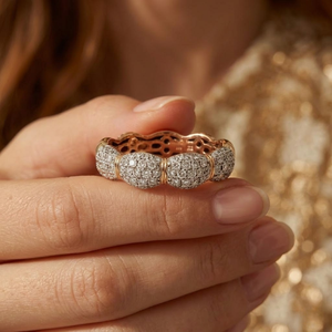 Bijoux fins Design de luxe meilleure qualité 18k or rose massif diamant naturel rond détaillé cluster anneaux pour fille - Product Image 3