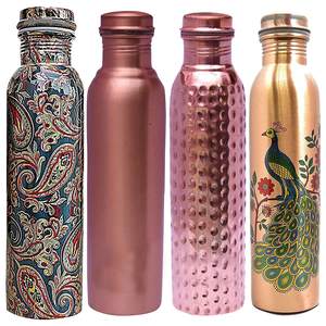 Bouteille en cuivre martelé imprimée personnalisée avec motifs, pour une meilleure santé, avec couvercle – Offre Spéciale - Product Image 4