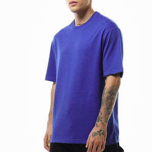 Camiseta de Manga Corta para Hombre 2026, Color Azul Rey, Cuello Redondo, Corte Regular, Color Sólido, Informal, Tejido de Punto, 100% Algodón, Diseño Liso - Product Image 4