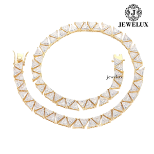 Most Selling Women's Moissanite <b>Statement</b> <b>Necklace</b> 925 Silver Rhodium Plated Triangle Cut Pyramid Design Luxury Wedding Jewelry - Product Image 2