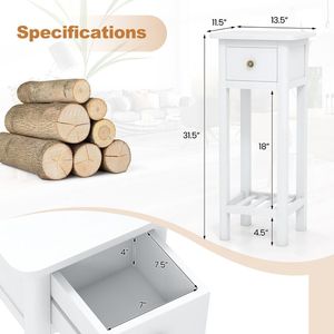 Comodino Sottile a 2 Livelli con Cassetto e Ripiano, Comodini Premium - Product Image 4