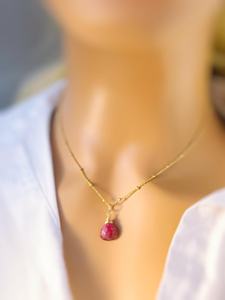 Ruby Necklace Sterling Silver 14k Gold Fill July Birthstone Jewelry Faceted Red Gemstone Pendant Handmade Gift For <b>Girlfriend</b> - Product Image 4