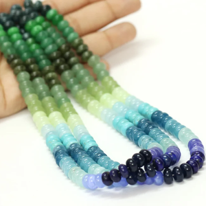 Hermosas cuentas de cuarzo verde azulado en forma de rondel, lisas, de 7 a 8 mm, cuentas de piedras preciosas de cuarzo verde azulado, venta al por mayor, artesanía. - Product Image 1