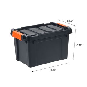Bacs de rangement en plastique noir de 5 gallons avec couvercle, lot de 4 - Product Image 3