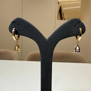 2CT Pear Lab Grown Diamond <b>Huggie</b> Hoop Earrings 14K <b>Gold</b> IGI Certified Minimalist Bridal Party Jewelry Gift - Product Image 3