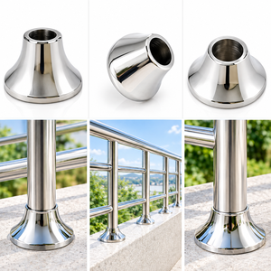 Cono de balaustrada de metal pulido, inserto de poste de pasamanos, soporte de escalera torneado, accesorio de riel para balcón y baño - Product Image 2