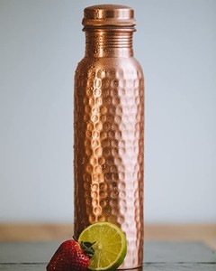 Handcrafted <b>Copper</b> Water Bottle with Hammer Finished Portable Outdoor Drinking Bottle for Hiking and Travel - Product Image 4
