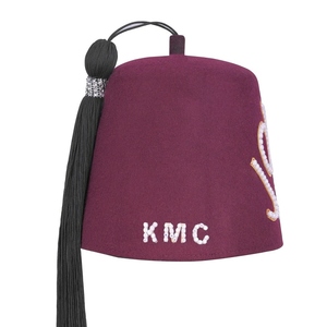 Chapeau Fez Maçonnique Personnalisé Shriners Brodé de Bijoux, Fez Bordeaux avec Pompon Noir, Coiffe Cérémonielle Fraternelle - Product Image 4