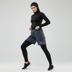 Shorts Deportivos 2 en 1 para Mujer, Talla Grande, Cintura Elástica, Secado Rápido, Transpirables, Modestos, con Forro de Compresión, UPF50+ - Product Image 1