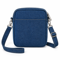 Sac bandoulière en jean coréen pour femme avec broderie florale, fermeture éclair, style classique, petite capacité, usage quotidien