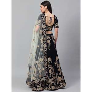 Zeel Vêtements Bleu Marine Designer Brodé Velours Semi-Cousu Lehenga Choli Belle Fête Porter Des Robes De Bal - Product Image 5