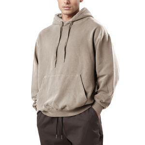 Sudadera con Capucha para Hombre, 100% Algodón, Lavado Ácido, Estampado de Silicona, Estilo Urbano, Efecto Desgastado, Felpa Francesa, Talla Grande, para Invierno - Product Image 2