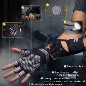 Guantes Deportivos de Medio Dedo para Hombre, Ligeros y de Alto Rendimiento, Transpirables, de Cuero Sintético, Antideslizantes, para Gimnasio y Fitness - Product Image 6