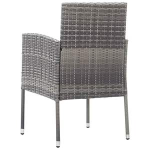 Ensemble de 4 chaises de jardin en rotin PE gris foncé, acier et polyester - Product Image 5