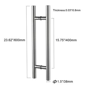 24-Inch Modern <b>Round</b> <b>Bar</b> Ladder Brushed Stainless <b>Steel</b> Sliding Barn Door Handle for 8-12mm Glass & 40-45mm Wood Door - Product Image 5