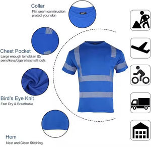 เสื้อยืดทำงานผ้าฝ้าย 100% สะท้อนแสงมองเห็นได้ชัดเจน ระบายอากาศได้ดี ทรงหลวม สำหรับผู้ชาย ทำงานก่อสร้าง - Product Image 4