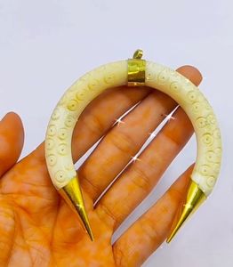 Collier pendentif en os plaqué or, style punk, unisexe, ensemble de bijoux en os de buffle naturel, bijoux en os tendance, artisanat naturel - Product Image 2