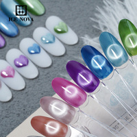 Vernis à ongles gel œil de chat glacé ICE NOVA, paillettes holographiques argentées effet miroir magnétique, sans HEMA, marque privée