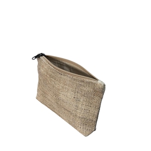 Pochette zippée en chanvre naturel faite à la main, organiseur de cosmétiques écologique, trousse de toilette avec doublure en coton, logo personnalisé accepté - Product Image 2