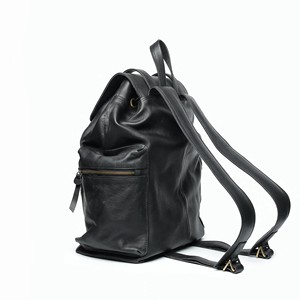 Modern Unisex Genuine Leather Tactical Sports <b>Backpack</b> Solid Navy Blue Zipper Closure Front Pocket Adjustable <b>Strap</b> Polyester - Product Image 3
