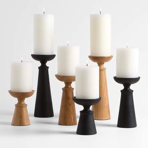 Porte-bougie pilier moderne en bois, style nordique minimaliste, rustique, pour décoration de table de mariage et d'intérieur - Product Image 2