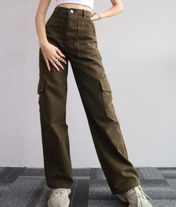 <b>White</b> Mid Waist <b>Cargo</b> Pants Women Regular Fit Full Length 100% Cotton Casual Winter Style Pockets Elastic Waist Anti-Pilling - Product Image 2
