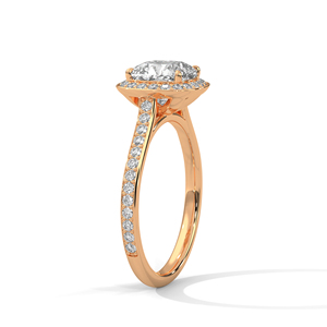 Anillo de compromiso de oro rosa de 14k con diseño de racimo de diamantes cultivados en laboratorio con corte natural tipo cojín para mujer al precio más bajo - Product Image 3