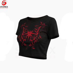 เสื้อยืดคอกลมแขนสั้นทรงครอปผ้าฝ้าย 100% คุณภาพสูง เป็นมิตรกับสิ่งแวดล้อม พิมพ์ลาย DTG ระบายอากาศได้ดี สำหรับผู้หญิง - Product Image 5