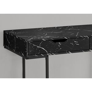 Scrivania Moderna per Ufficio Domestico da 48 Pollici con Laminato Effetto Marmo Nero, Struttura in Metallo Nero e Cassetti Contenitori per Laptop in Stile Contemporaneo - Product Image 3