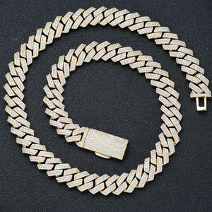 925 <b>Silver</b> Cuban Link <b>Chain</b> Necklace Lab-Grown Certified Diamond Two Tone Rose Gold Finish Iced Out Hip Hop Jewelry for <b>Men</b> - Product Image 2