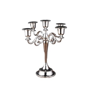 Elegant Silver 5-Arm Metal <b>Candelabra</b> Classic Vintage Style Decorative Event Centerpiece Durable Polished Aluminum Candle Holder - Product Image 4