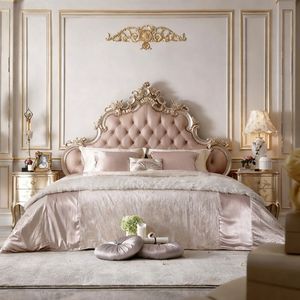 Elegant Palace French <b>Antique</b> Style Solid Mahogany Wood King Size Bedroom Set with Nightstands for Apartment & Hotel Use - Product Image 4