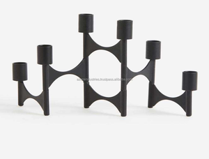 Royal Wonderful Classic Metal Iron Wire Tea Light Candelabros Nuevo Diseño 3 Soporte Base Oro Acabado brillante Cristal para el hogar - Product Image 3