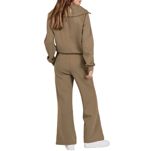 Ensembles de survêtements pour femmes, 2 pièces, comprenant un sweat-shirt à quart de zip et un pantalon de survêtement à jambes larges - Product Image 3