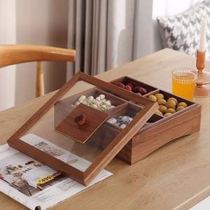 Boîte à épices en bois avec couvercle en verre - Boîte de rangement multifonctionnelle durable et résistante au lave-vaisselle pour épices, fruits secs et herbes - Product Image 2