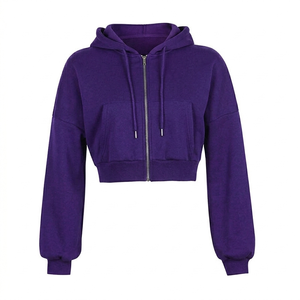 Sudadera con Capucha Corta para Mujer, Informal, de Manga Larga, Sudadera con Capucha, Moda Urbana, Top Corto - Product Image 5
